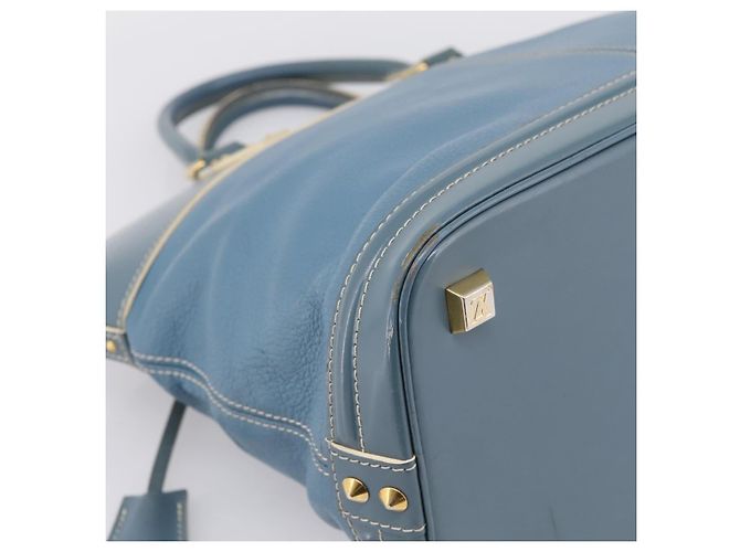 LOUIS VUITTON Borsa a Mano Suhari Lockit PM Pelle Blu Oro M95434 LV Auth bs36420 - vista 17