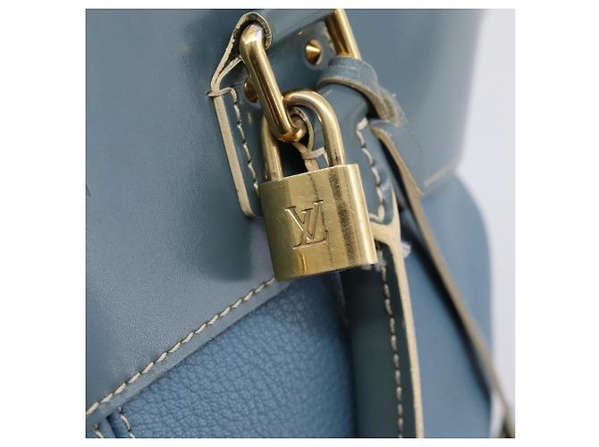 LOUIS VUITTON Borsa a Mano Suhari Lockit PM Pelle Blu Oro M95434 LV Auth bs36420 - vista 19