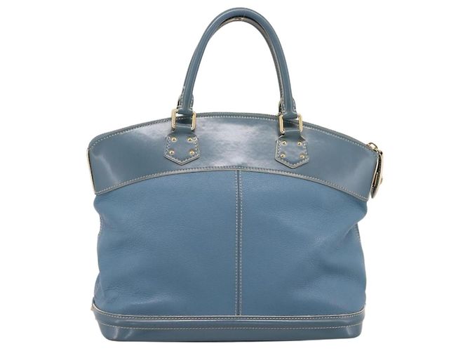 LOUIS VUITTON Borsa a Mano Suhari Lockit PM Pelle Blu Oro M95434 LV Auth bs36420 - vista 2