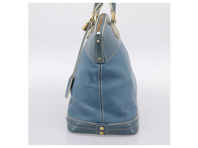 LOUIS VUITTON Borsa a Mano Suhari Lockit PM Pelle Blu Oro M95434 LV Auth bs36420 - vista 4