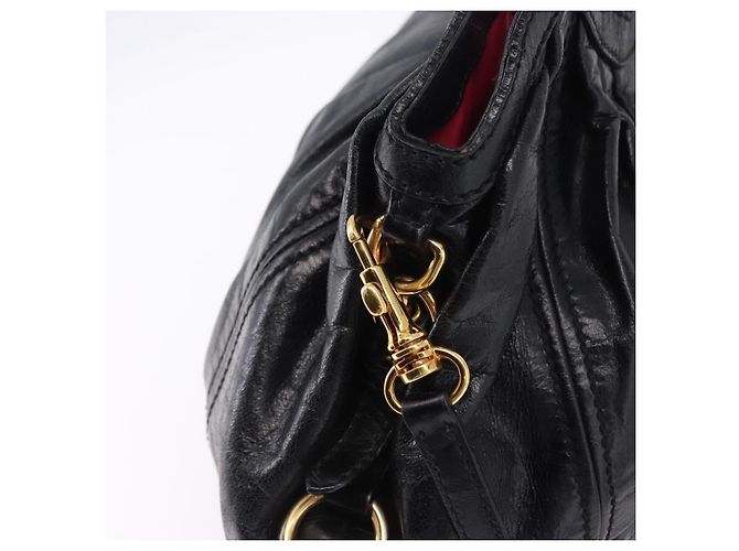 Borsa a Mano Miu Miu in Pelle 2way Nero Oro Auth 196793V D'oro - vista 10
