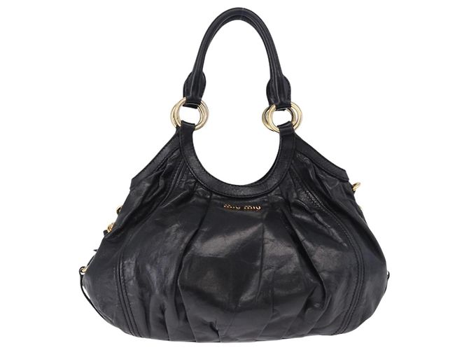Borsa a Mano Miu Miu in Pelle 2way Nero Oro Auth 196793V D'oro - vista 13