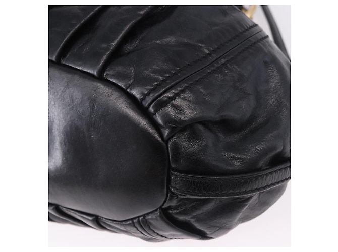 Borsa a Mano Miu Miu in Pelle 2way Nero Oro Auth 196793V D'oro - vista 16