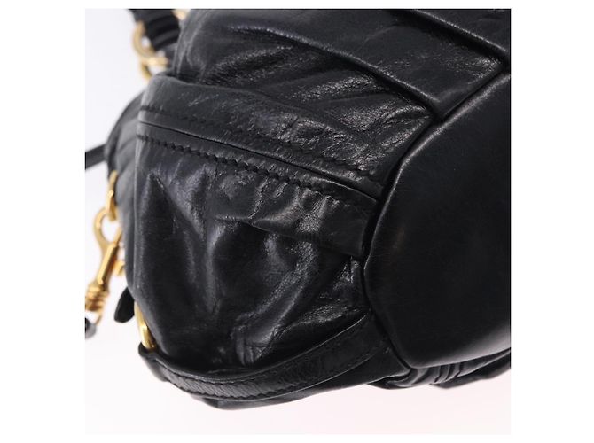 Borsa a Mano Miu Miu in Pelle 2way Nero Oro Auth 196793V D'oro - vista 17