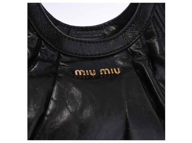 Borsa a Mano Miu Miu in Pelle 2way Nero Oro Auth 196793V D'oro - vista 19