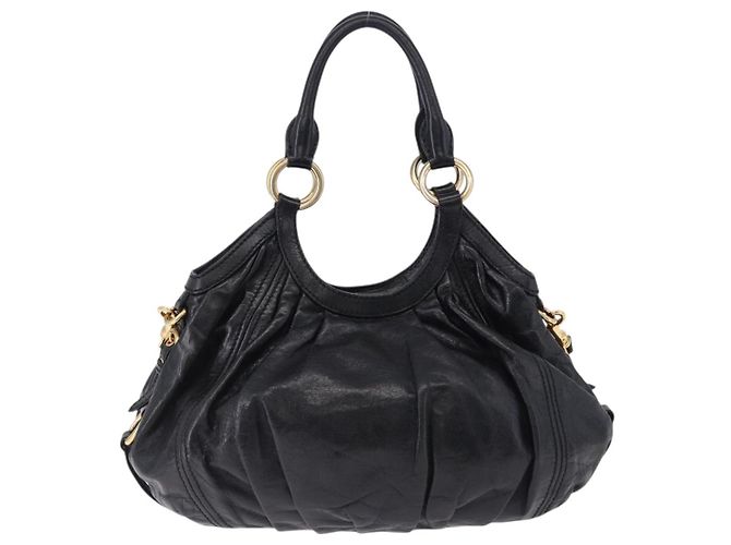 Borsa a Mano Miu Miu in Pelle 2way Nero Oro Auth 196793V D'oro - vista 2