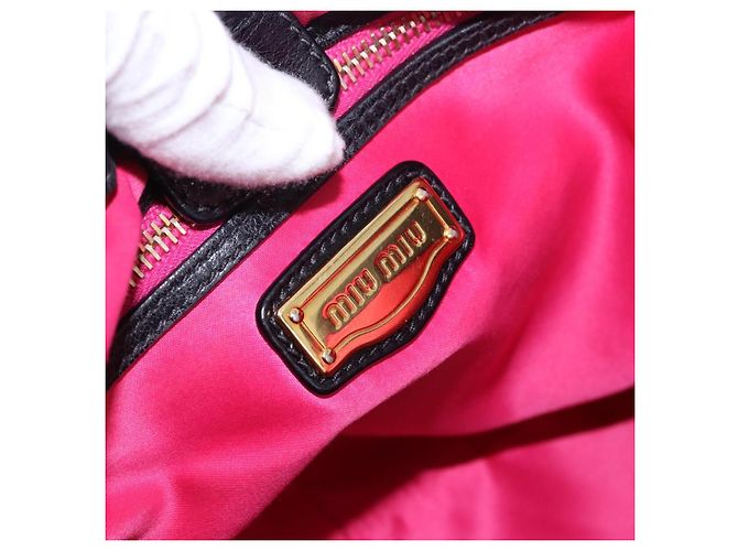Borsa a Mano Miu Miu in Pelle 2way Nero Oro Auth 196793V D'oro - vista 20