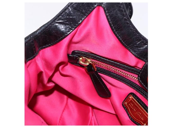 Borsa a Mano Miu Miu in Pelle 2way Nero Oro Auth 196793V D'oro - vista 23