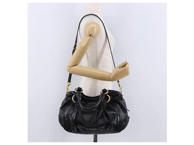 Borsa a Mano Miu Miu in Pelle 2way Nero Oro Auth 196793V D'oro - vista 25