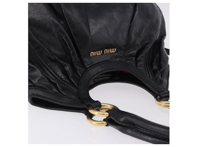 Borsa a Mano Miu Miu in Pelle 2way Nero Oro Auth 196793V D'oro - vista 6