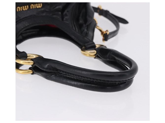 Borsa a Mano Miu Miu in Pelle 2way Nero Oro Auth 196793V D'oro - vista 7