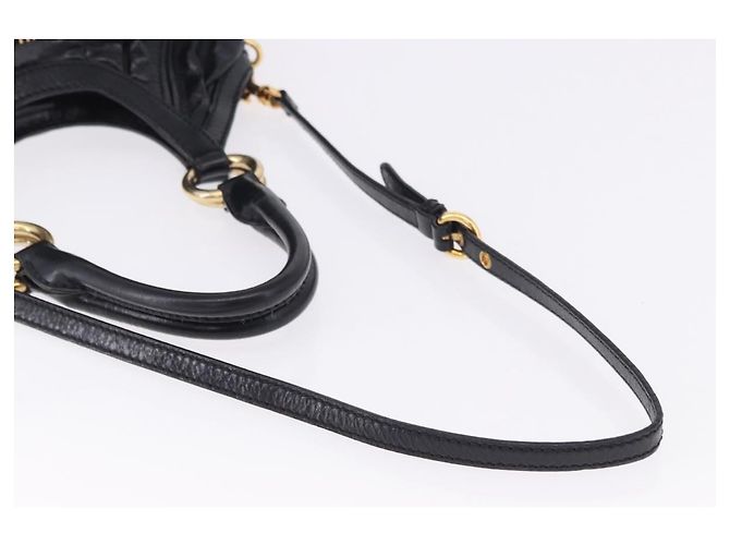 Borsa a Mano Miu Miu in Pelle 2way Nero Oro Auth 196793V D'oro - vista 8