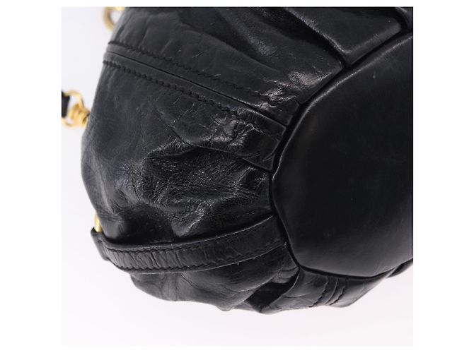 Borsa a Mano Miu Miu in Pelle 2way Nero Oro Auth 196793V D'oro - vista 9