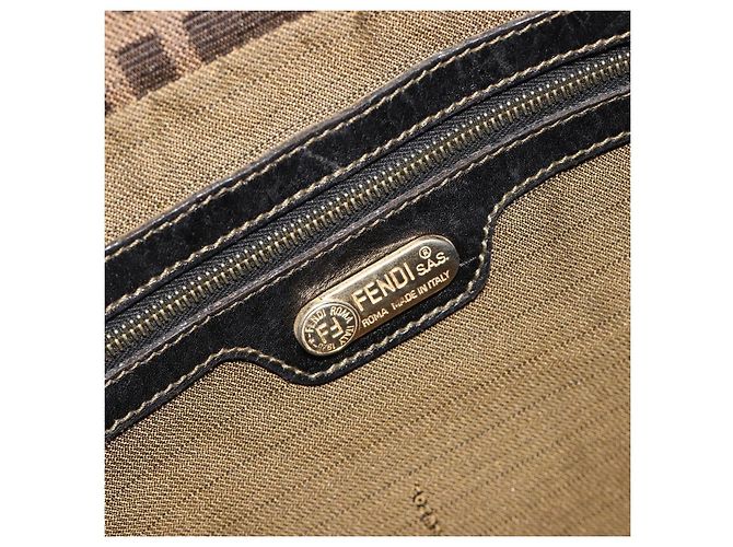 Sac à épaule FENDI Zucca Canvas Mamma Baguette Marron Ton Or Auth 195437 - vue 19