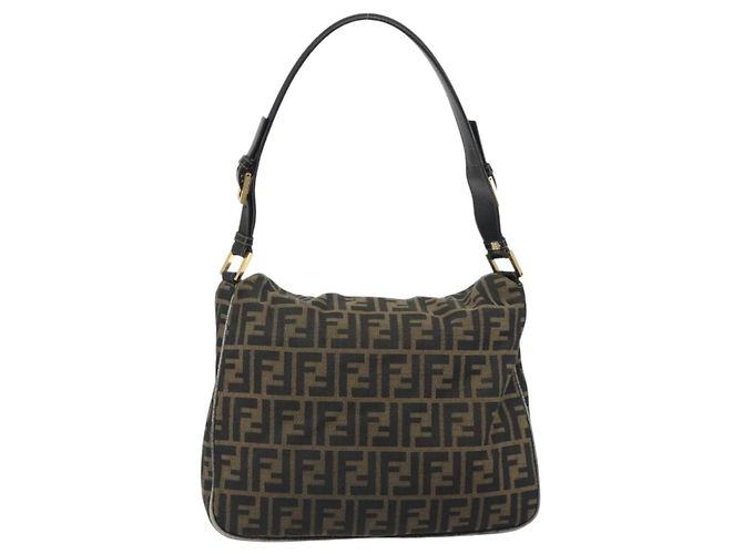 Sac à épaule FENDI Zucca Canvas Mamma Baguette Marron Ton Or Auth 195437 - vue 2