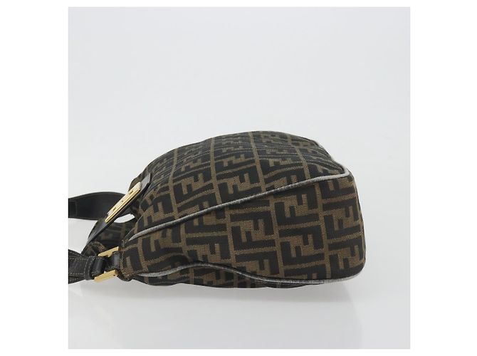 Sac à épaule FENDI Zucca Canvas Mamma Baguette Marron Ton Or Auth 195437 - vue 4