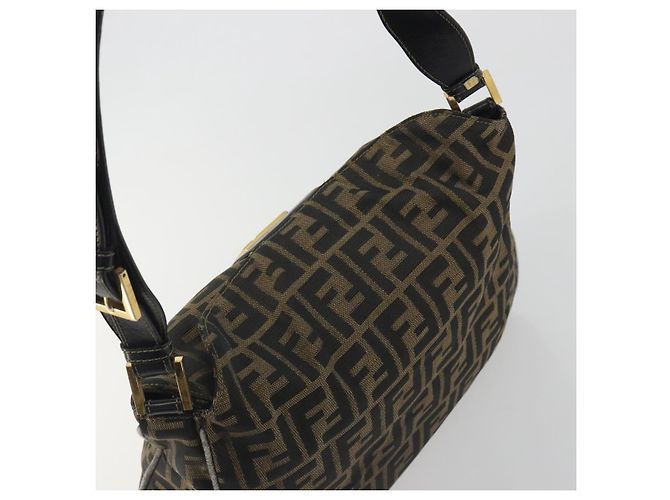 Sac à épaule FENDI Zucca Canvas Mamma Baguette Marron Ton Or Auth 195437 - vue 6