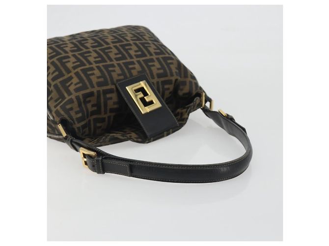 Sac à épaule FENDI Zucca Canvas Mamma Baguette Marron Ton Or Auth 195437 - vue 7