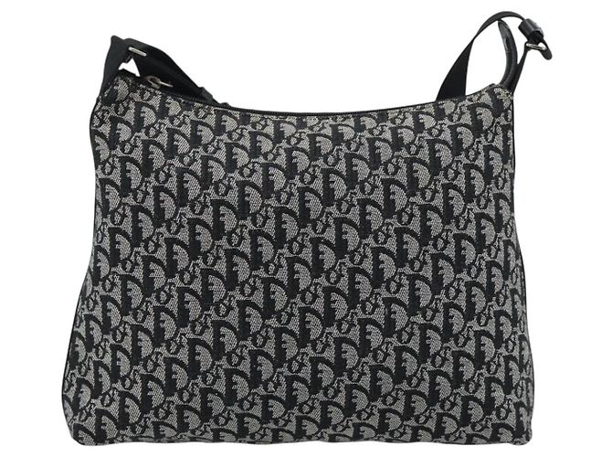Borsa a tracolla Christian Dior Trotter Canvas Nero Argento Auth 195229V - vista 13