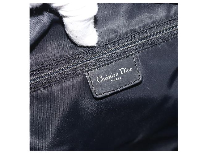 Borsa a tracolla Christian Dior Trotter Canvas Nero Argento Auth 195229V - vista 17