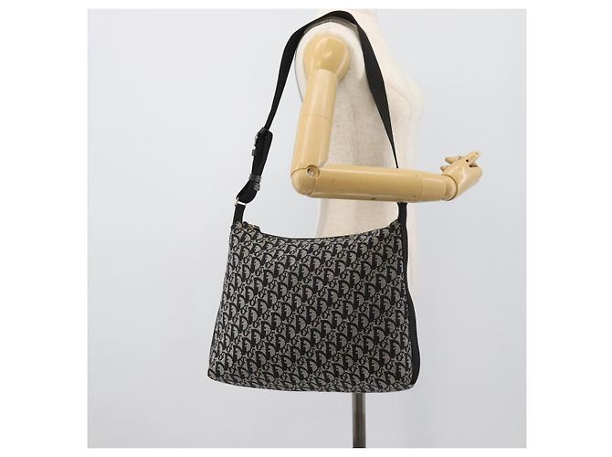 Borsa a tracolla Christian Dior Trotter Canvas Nero Argento Auth 195229V - vista 22