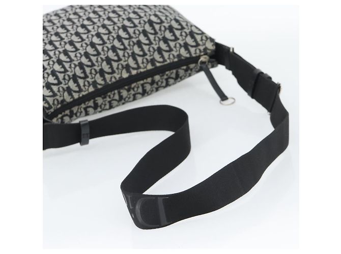 Borsa a tracolla Christian Dior Trotter Canvas Nero Argento Auth 195229V - vista 7