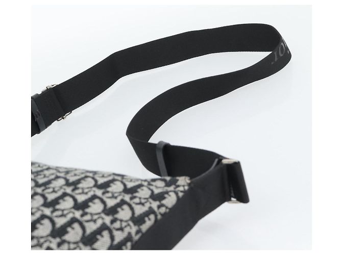 Borsa a tracolla Christian Dior Trotter Canvas Nero Argento Auth 195229V - vista 8