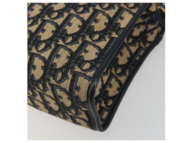 Borsa a Spalla in Tela Trotter Christian Dior Blu Navy Oro Auth 186959A D'oro - vista 14