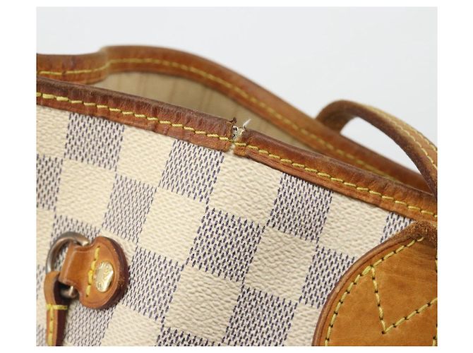 Borsa Tote LOUIS VUITTON Damier Azur Neverfull MM N41605 LV Auth 195607 - vista 19