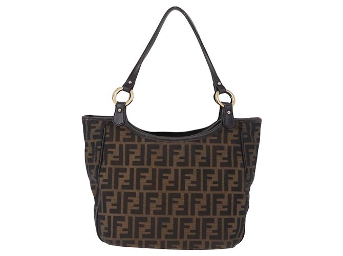 FENDI Zucca Canvas Tote Bag Brown Black Auth ka5668 Braun Schwarz - Ansicht 2