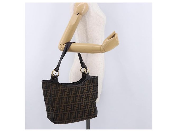 FENDI Zucca Canvas Tote Bag Brown Black Auth ka5668 Braun Schwarz - Ansicht 20