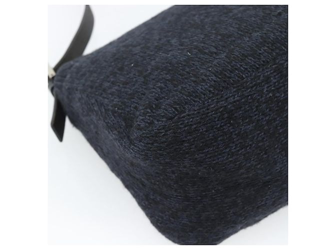 Borsa a tracolla FENDI Mamma Baguette in lana blu navy argento Auth 196191 - vista 16