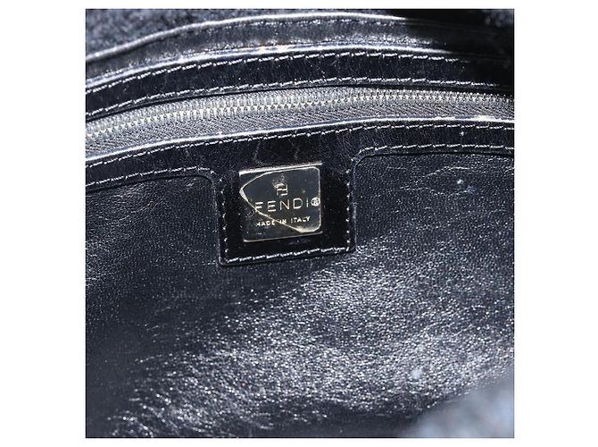 Borsa a tracolla FENDI Mamma Baguette in lana blu navy argento Auth 196191 - vista 17