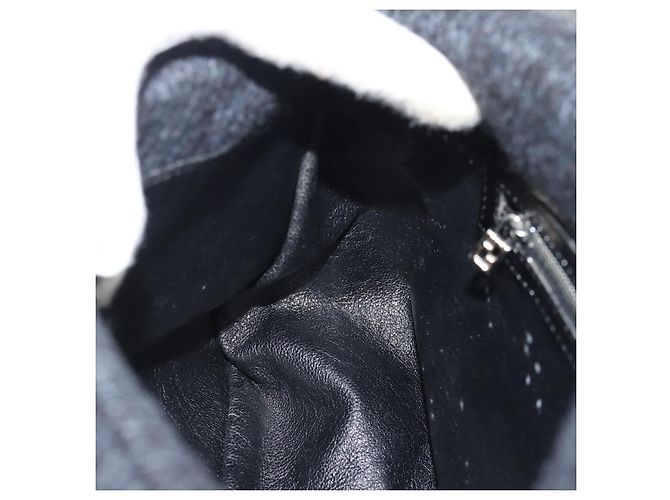 Borsa a tracolla FENDI Mamma Baguette in lana blu navy argento Auth 196191 - vista 19