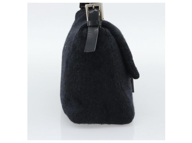 Borsa a tracolla FENDI Mamma Baguette in lana blu navy argento Auth 196191 - vista 3