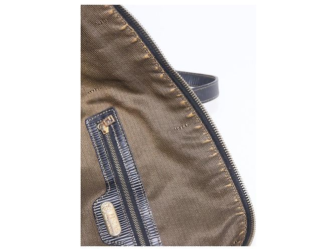 Pequin FENDI Pecan Canvas Tote Bag Braun Schwarz Auth 195728A - Ansicht 10