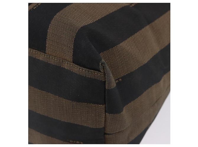 Pequin FENDI Pecan Canvas Tote Bag Braun Schwarz Auth 195728A - Ansicht 17