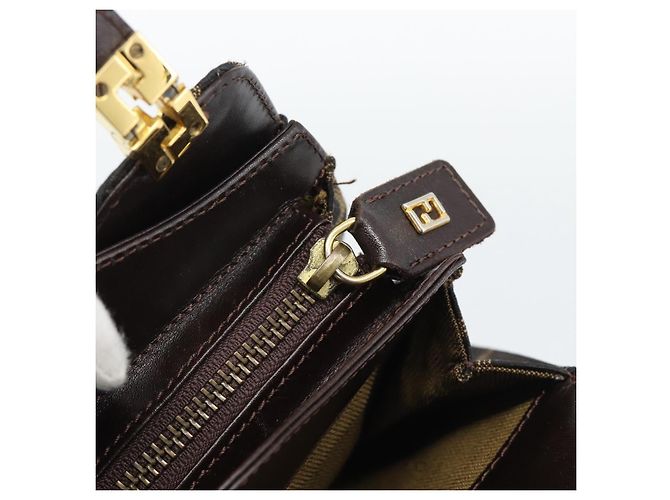 Borsa a mano FENDI Zucca Canvas Marrone Tono Oro Auth 194558V - vista 10