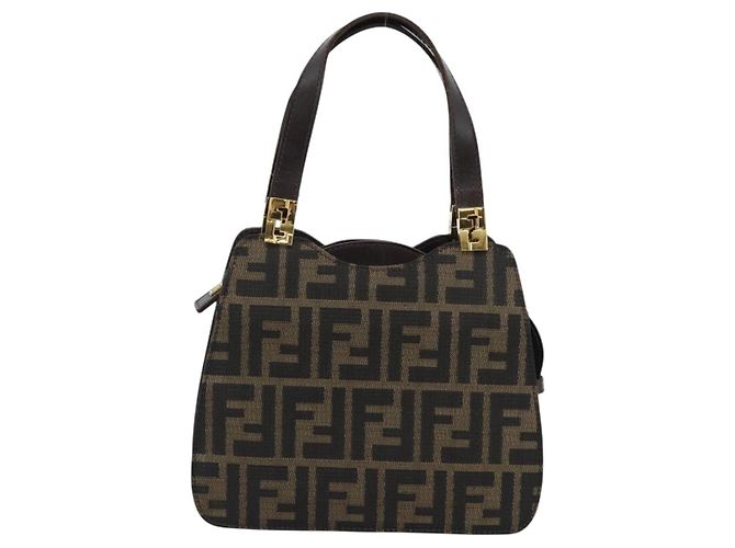 Borsa a mano FENDI Zucca Canvas Marrone Tono Oro Auth 194558V - vista 13