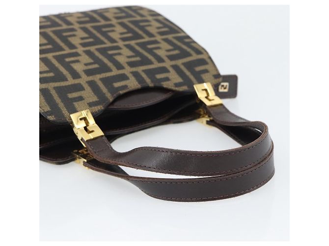 Borsa a mano FENDI Zucca Canvas Marrone Tono Oro Auth 194558V - vista 7