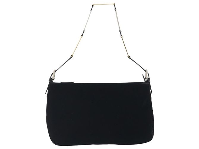 Borsa a tracolla con catena FENDI Velor Black Auth 195236A Nero - vista 13