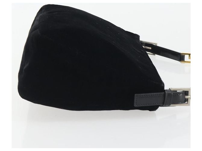 Borsa a tracolla con catena FENDI Velor Black Auth 195236A Nero - vista 3