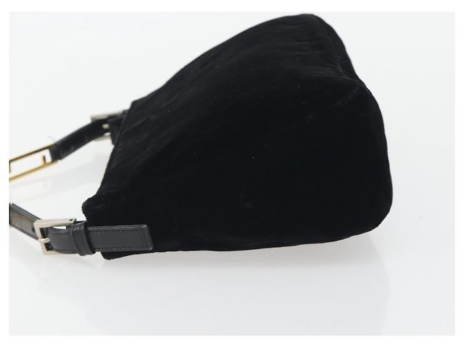 Borsa a tracolla con catena FENDI Velor Black Auth 195236A Nero - vista 4