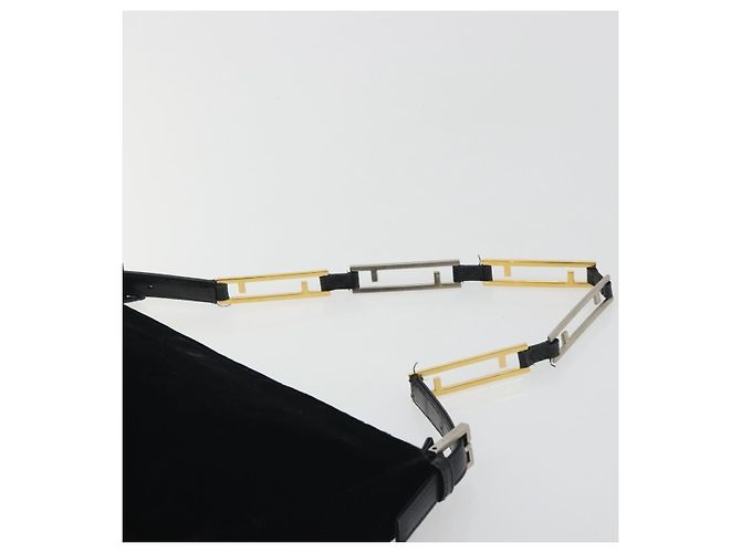 Borsa a tracolla con catena FENDI Velor Black Auth 195236A Nero - vista 8