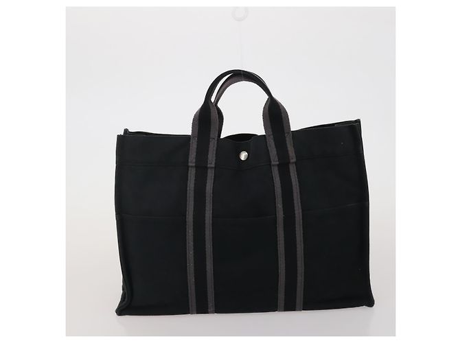 Hermès Borsa HERMES Fourre Tout in cotone Set di 3 Nero Rosso Auth 192553 - vista 10