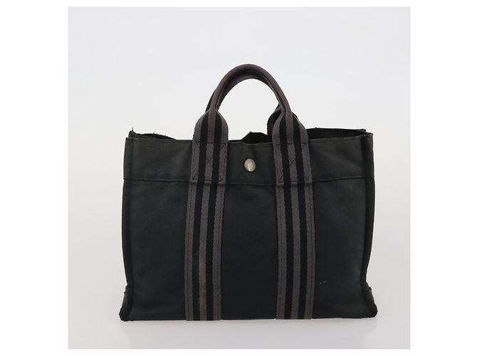 Hermès Borsa HERMES Fourre Tout in cotone Set di 3 Nero Rosso Auth 192553 - vista 16