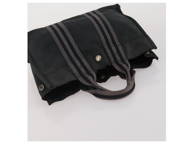 Hermès Borsa HERMES Fourre Tout in cotone Set di 3 Nero Rosso Auth 192553 - vista 19