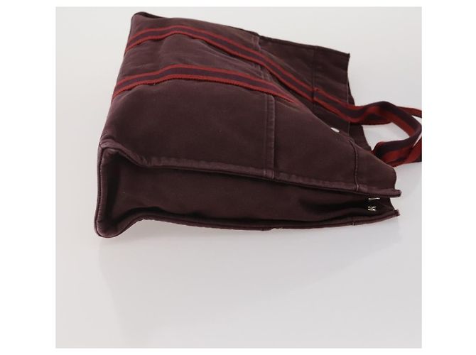 Hermès Borsa HERMES Fourre Tout in cotone Set di 3 Nero Rosso Auth 192553 - vista 4