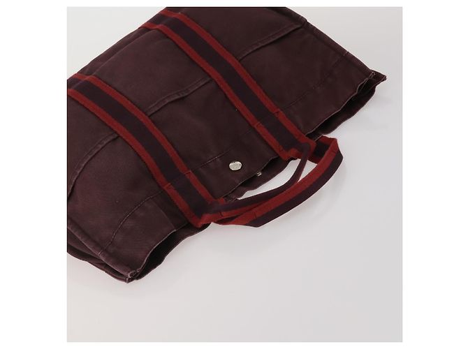 Hermès Borsa HERMES Fourre Tout in cotone Set di 3 Nero Rosso Auth 192553 - vista 5