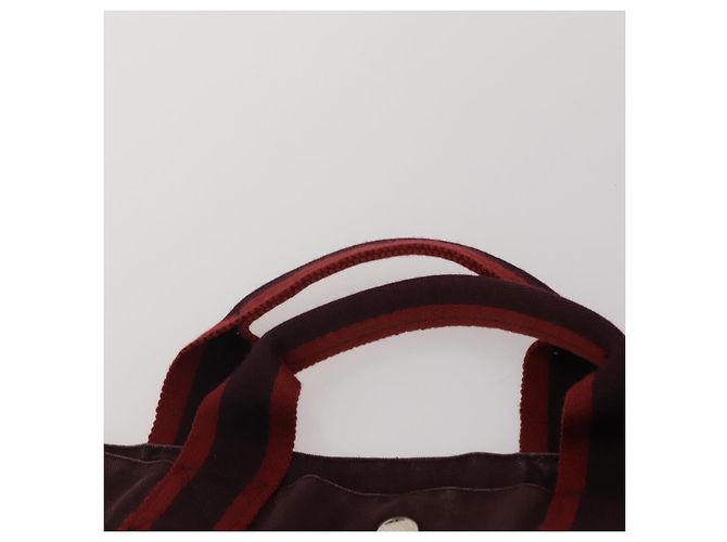Hermès Borsa HERMES Fourre Tout in cotone Set di 3 Nero Rosso Auth 192553 - vista 6